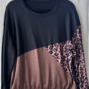 Leopard Print Colorblock Women's Top
